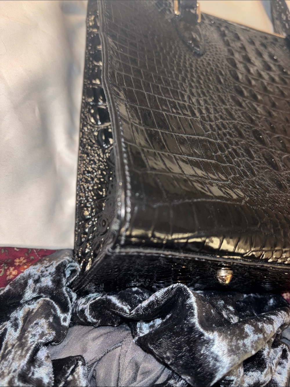 Brahmin Black Croc-Embossed Patent Tote - Picture 7 of 12